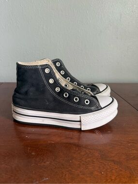 Kids Black High-Top Platform Canvas Sneakers